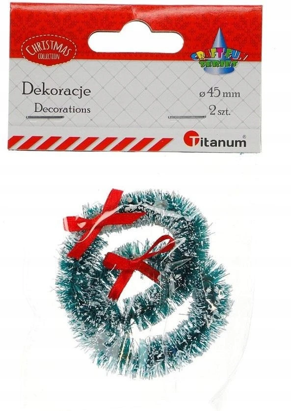 Titanum Kūrybinis rinkinys: plastikiniai vainikėliai su kaspinėliais, 45mm, žali (2 vnt.)