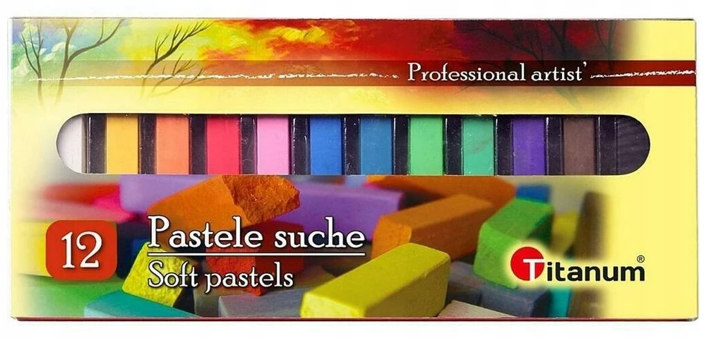 Titanum Profesionalios 12 Spalvų Sausos Pastelės – Intensyvios, Lūžimui Atsparios Kreidelės