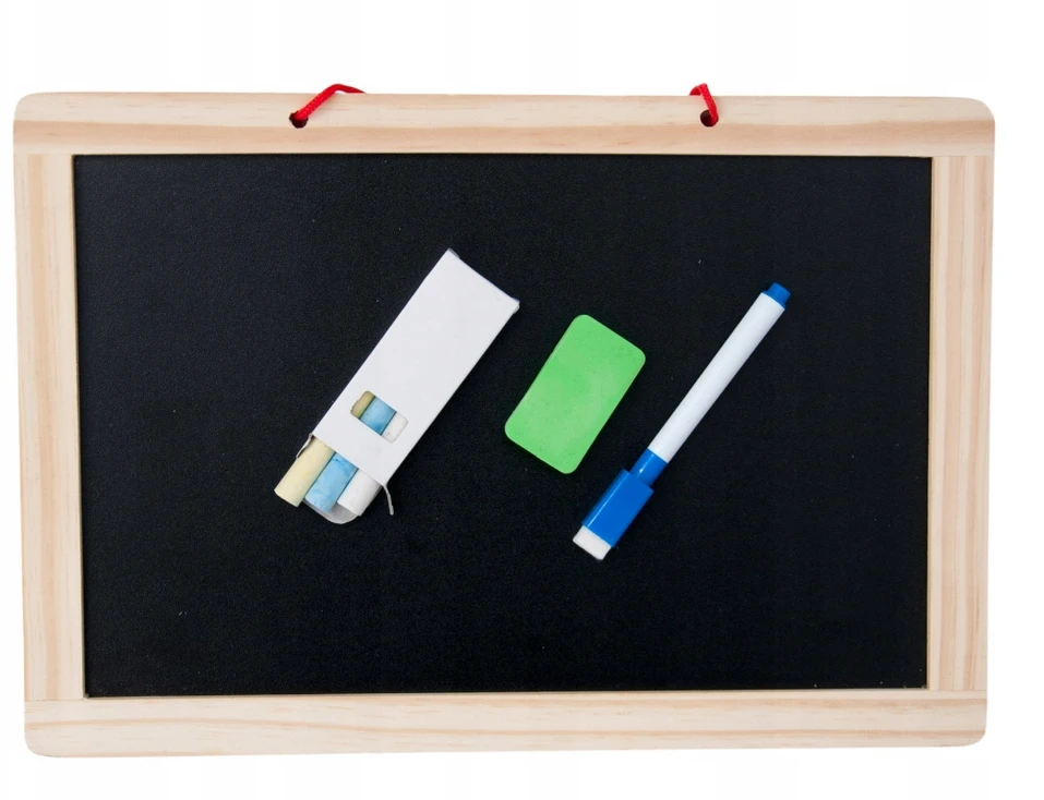 Tk Import DVIPUŠĖ MAGNETINĖ KREIDOS LENTA 2in1 33x23cm + ALFABĖLĖS MAGNETAI, KREIDA