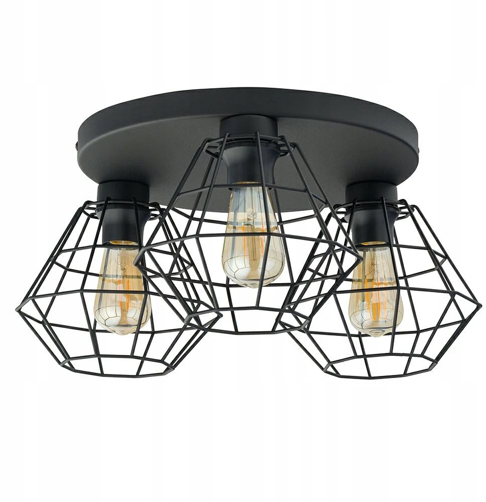 Tk Lighting Lampa Sufitowa DIAMOND Juodas Metalowe Klosze 3xE27 Wisząca Nowoczesna Dom