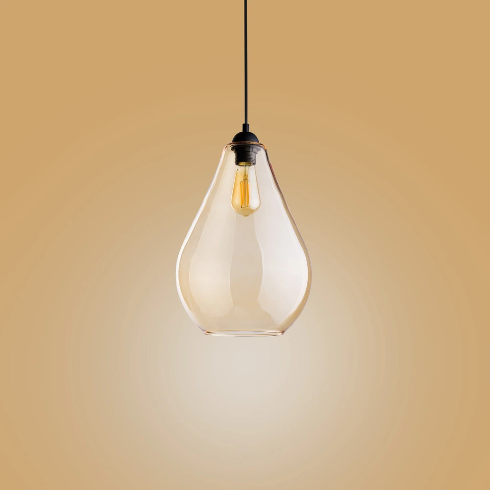 Tk Lighting Lampa Wisząca FUENTE Bursztynowy Szklany Klosz 1xE27 24cm Lampa Sufitowa