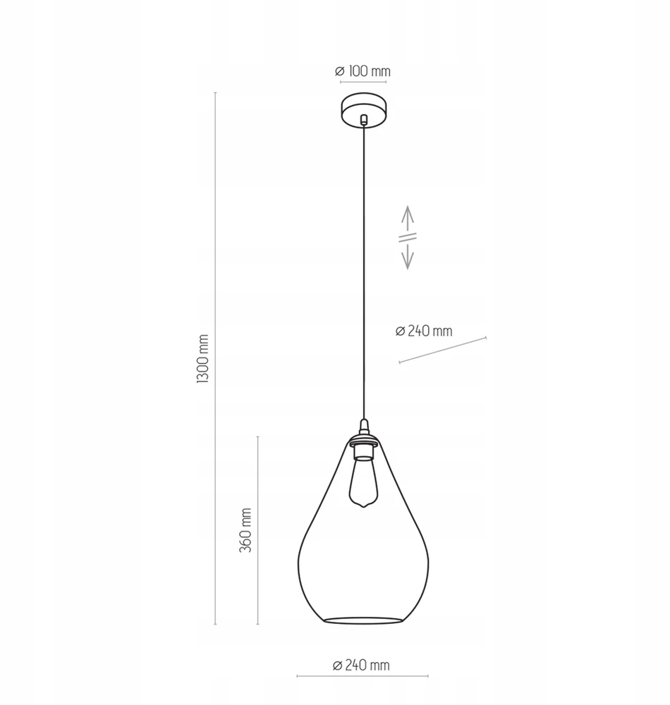 Tk Lighting Lampa Wisząca FUENTE Bursztynowy Szklany Klosz 1xE27 24cm Lampa Sufitowa