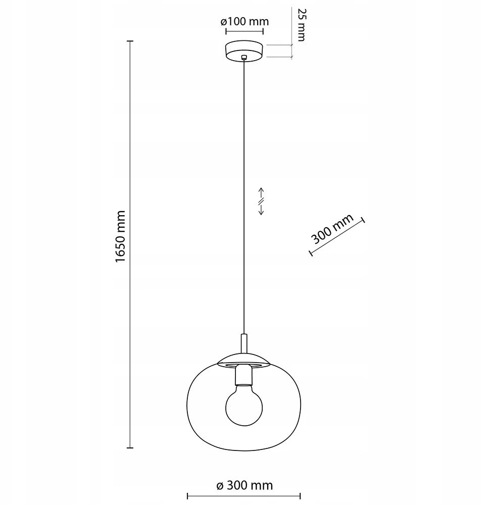 TK Lighting pakabinamas šviestuvas Vibe Transparent 30 4817, juodas