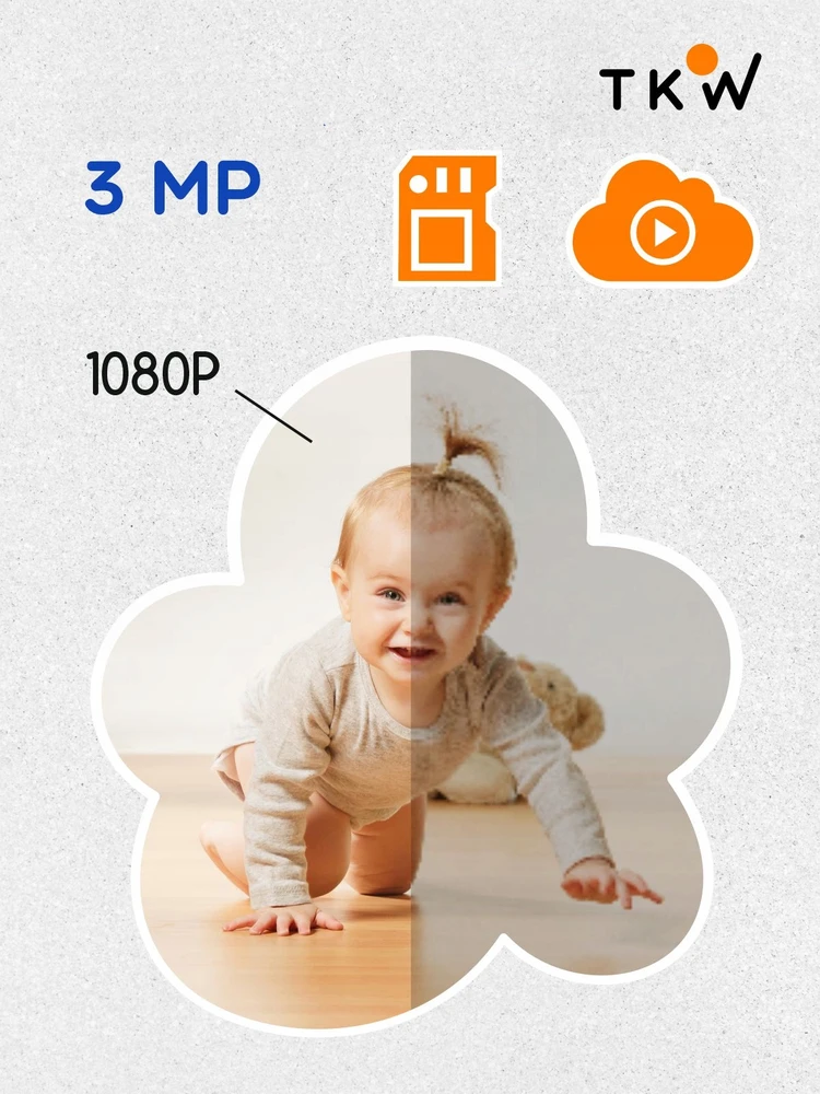 TKW Elektroninė Auklė pasukama Wifi 1080p HD 3MP namų kamera skirta šuniui