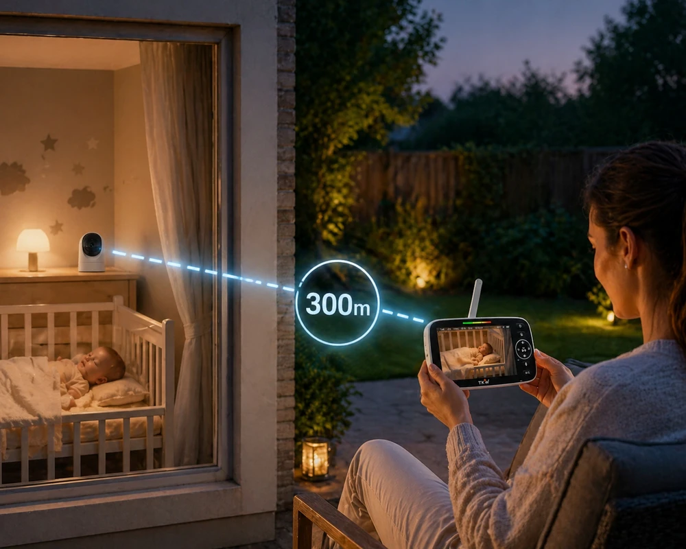 TKW Elektroninis kūdikio monitorius su 5 colių HD kamera 4000 mAh naktinio VOX laikiklio sukimosi 355 diapazonas