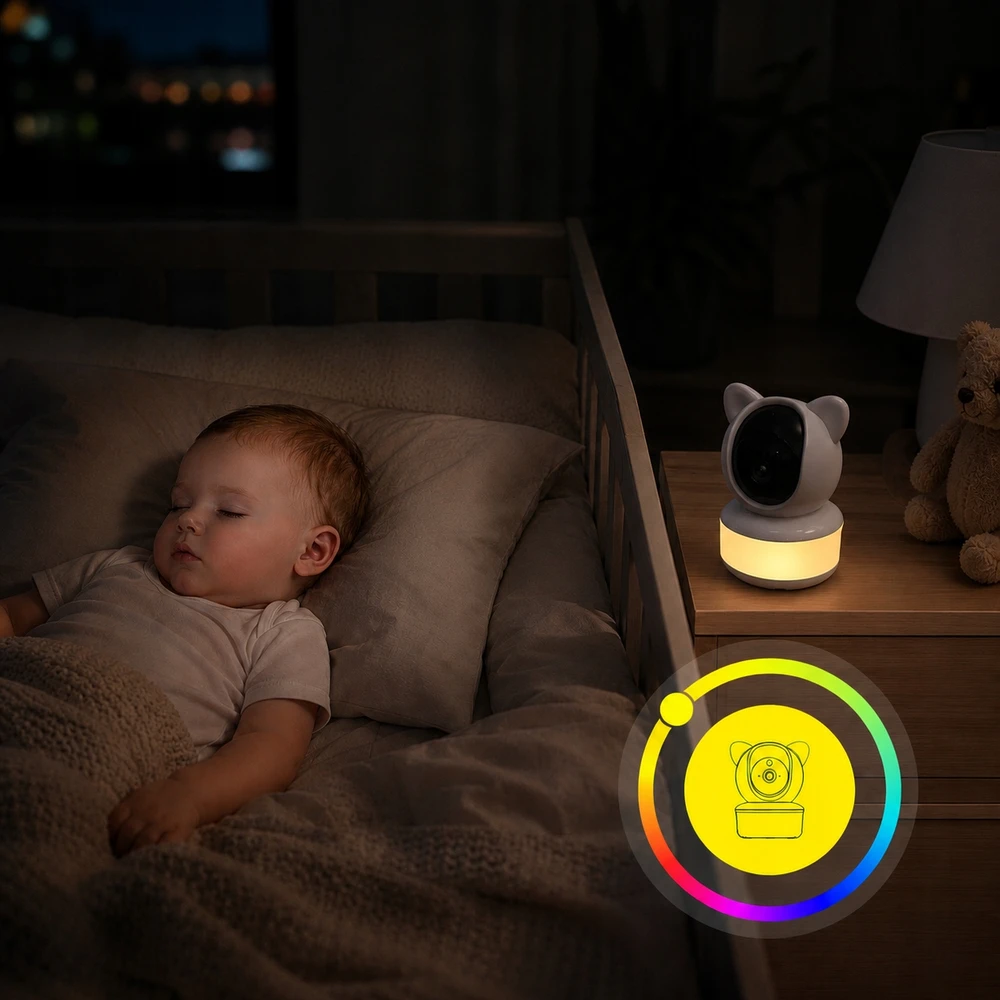 TKW Elektroninis kūdikio monitorius su 5 colių HD 1080P WiFi kamera, nakties šviesos sukimosi 355 VOX