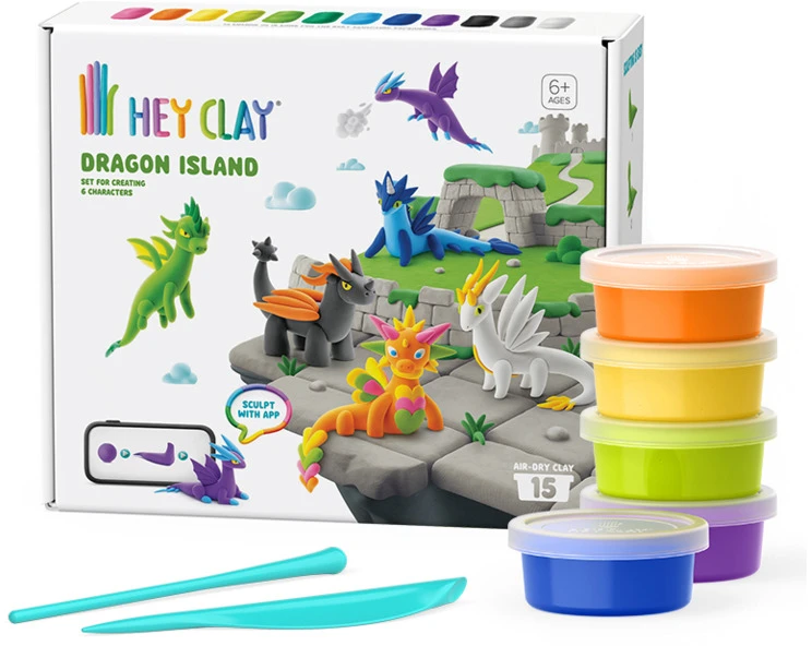 Pateikiamas vertimas: TM Toys HEY CLAY Dragon Island HCL15035CEE15 plastikinis molis