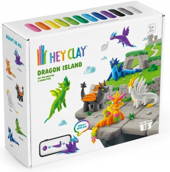 Pateikiamas vertimas: TM Toys HEY CLAY Dragon Island HCL15035CEE15 plastikinis molis