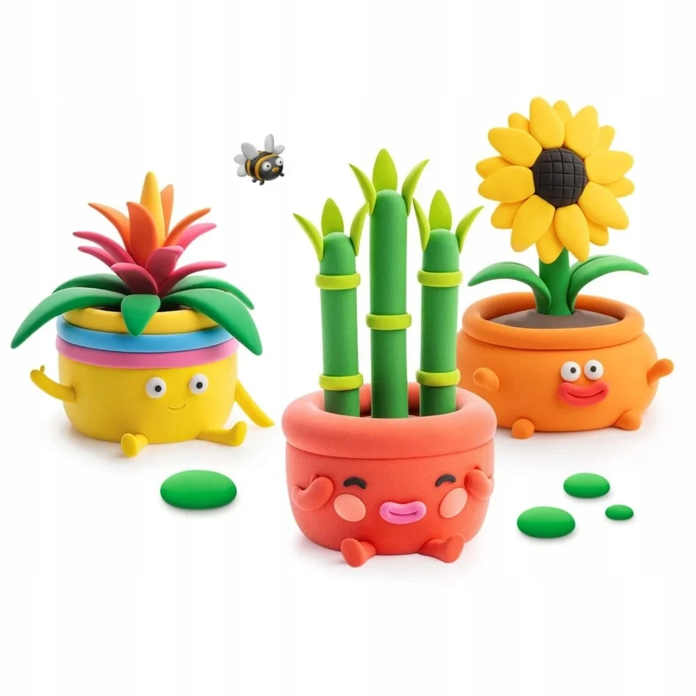 TM Toys HEY CLAY Happy Plants Plastilinas Žalias FRIENDS 15 pakelių priedai