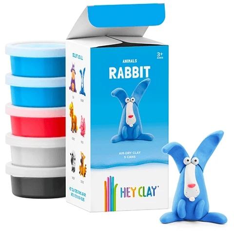 TM Toys Hey Clay masė plastilinui - Triušis, 5 spalvos