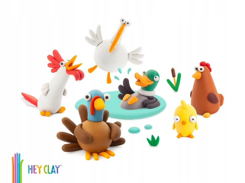 TM Toys Rankdarbių rinkinys Hey Clay paukščiai iš ūkio