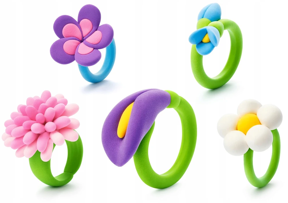 TM Toys Plastikinis ŽAISLAS VAIKAMS Mega Hey Clay Bijou Gėlių žiedai vaikui