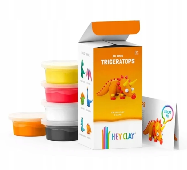 TM Toys Triceratops interaktyvus plastilinas / 5 spalvos / plastilinas / HEY CLAY
