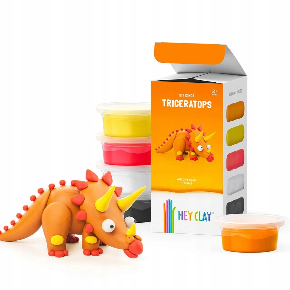 TM Toys Triceratops interaktyvus plastilinas / 5 spalvos / plastilinas / HEY CLAY