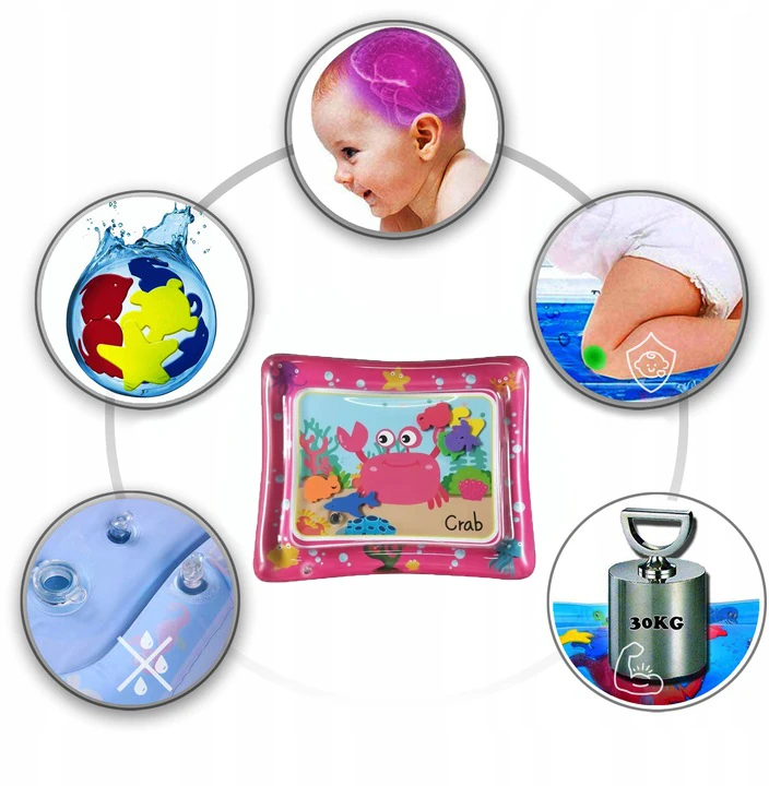 Tobbi-Toys PRIPUKIMAS VANDENS JUTIKLIO KILĖLIS KŪDIKIAMS XXL 66 x 50cm ROŽINĖS