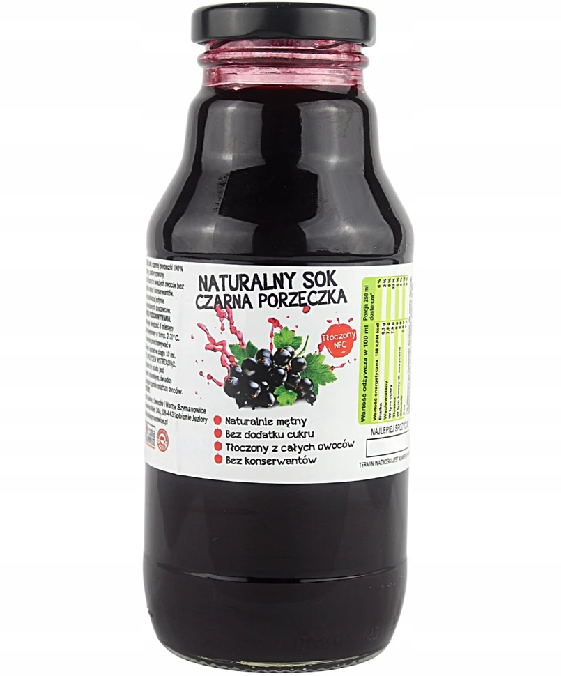 Tocznia Szymanowice 100% natūralios juodųjų serbentų sultys, spaustos, 300ml