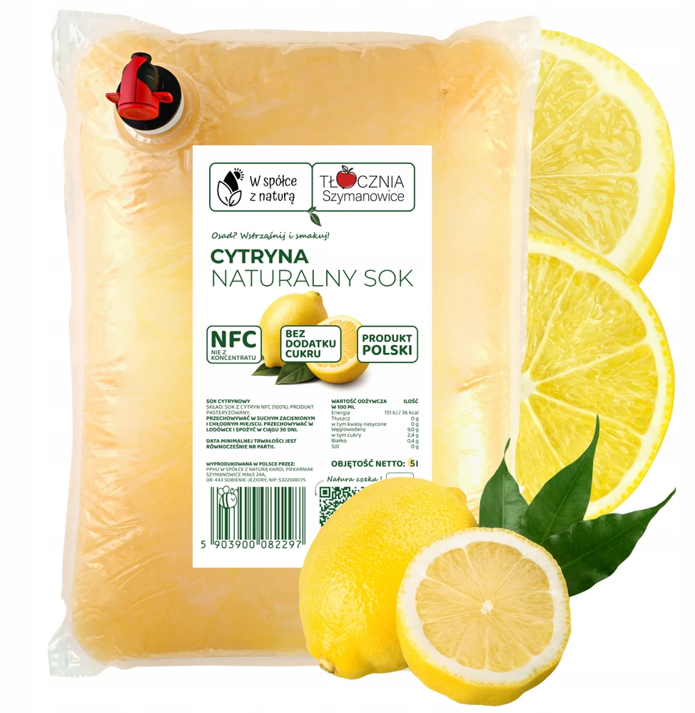 Tocznia Szymanowice Presuotos citrinos sultys 100% NFC Citrinų sultys 5 litrai Be cukraus