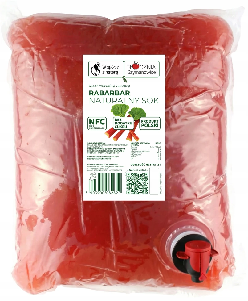 Tocznia Szymanowice SPAUSTOS RABARBARŲ SULTYS 100% 3L SVEIKOS