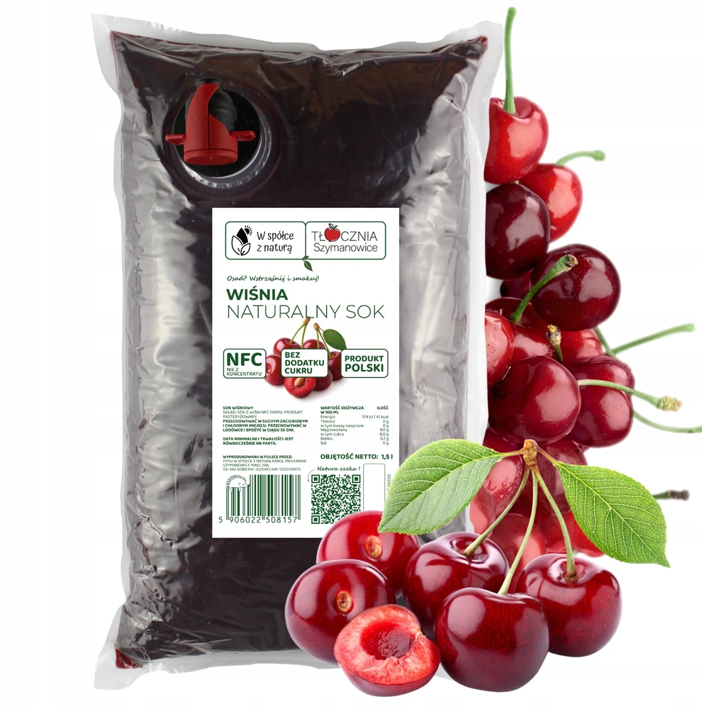 Tocznia Szymanowice VYŠNIŲ SULČIOS PRESUOTA VYŠNĖ 100% NFC NATURAL HEALTHY FRESH 1,5 l