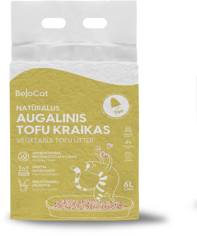 Belacor Belocat Tofu kraikas katėms persikų kvapo, 6 l