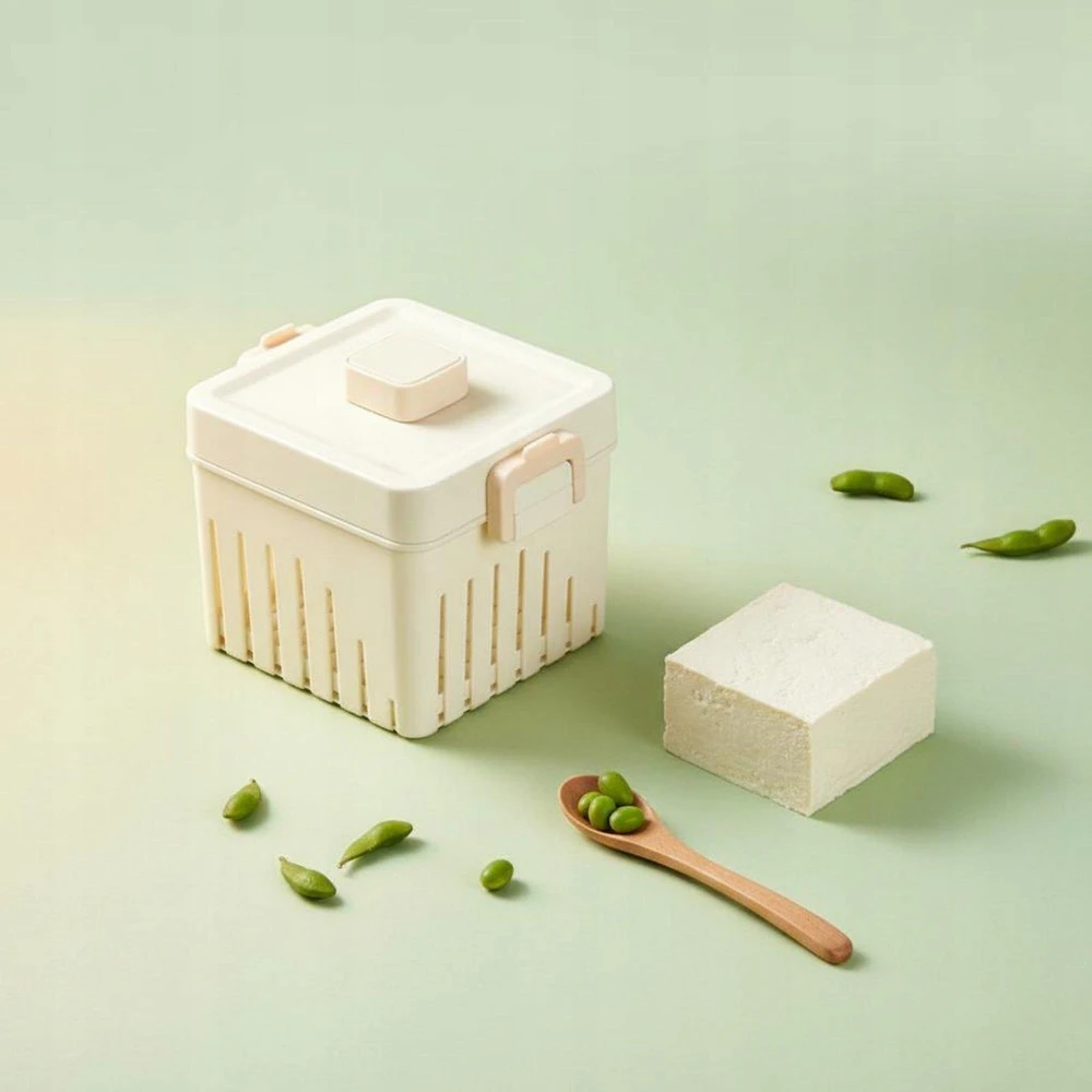 Tofu Maker Forma Kvadratinis Plastikinis Tofu Presas Virtuvės įrankis L - W Dangtis ir audinys