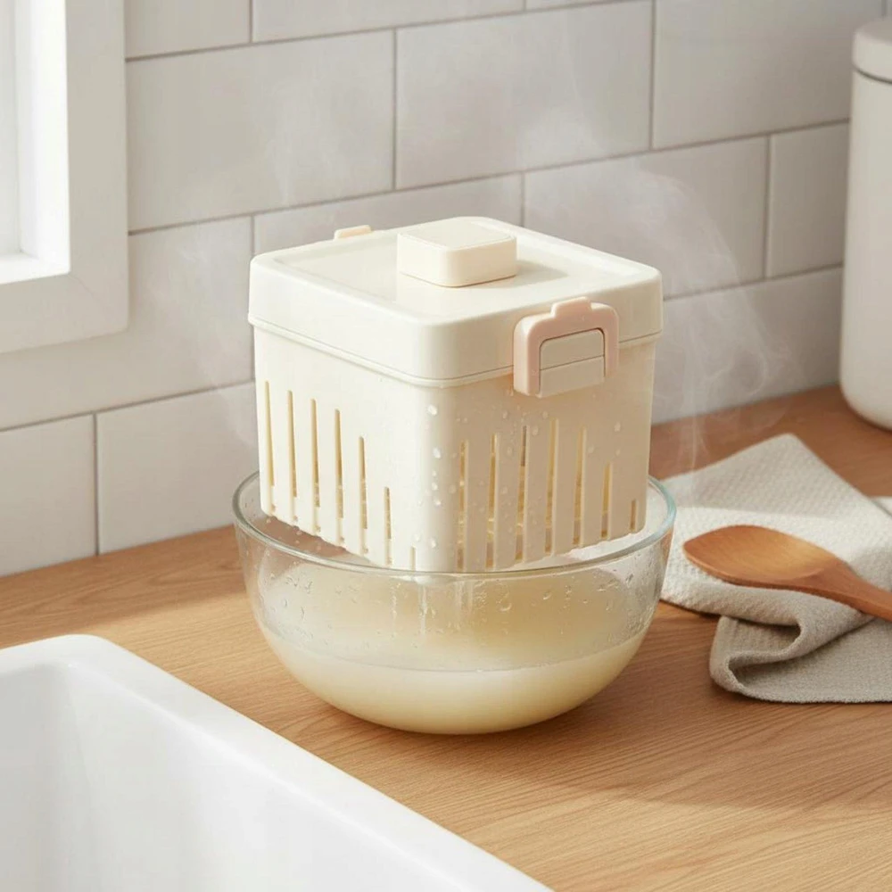 Tofu Maker Forma Kvadratinis Plastikinis Tofu Presas Virtuvės įrankis L - W Dangtis ir audinys