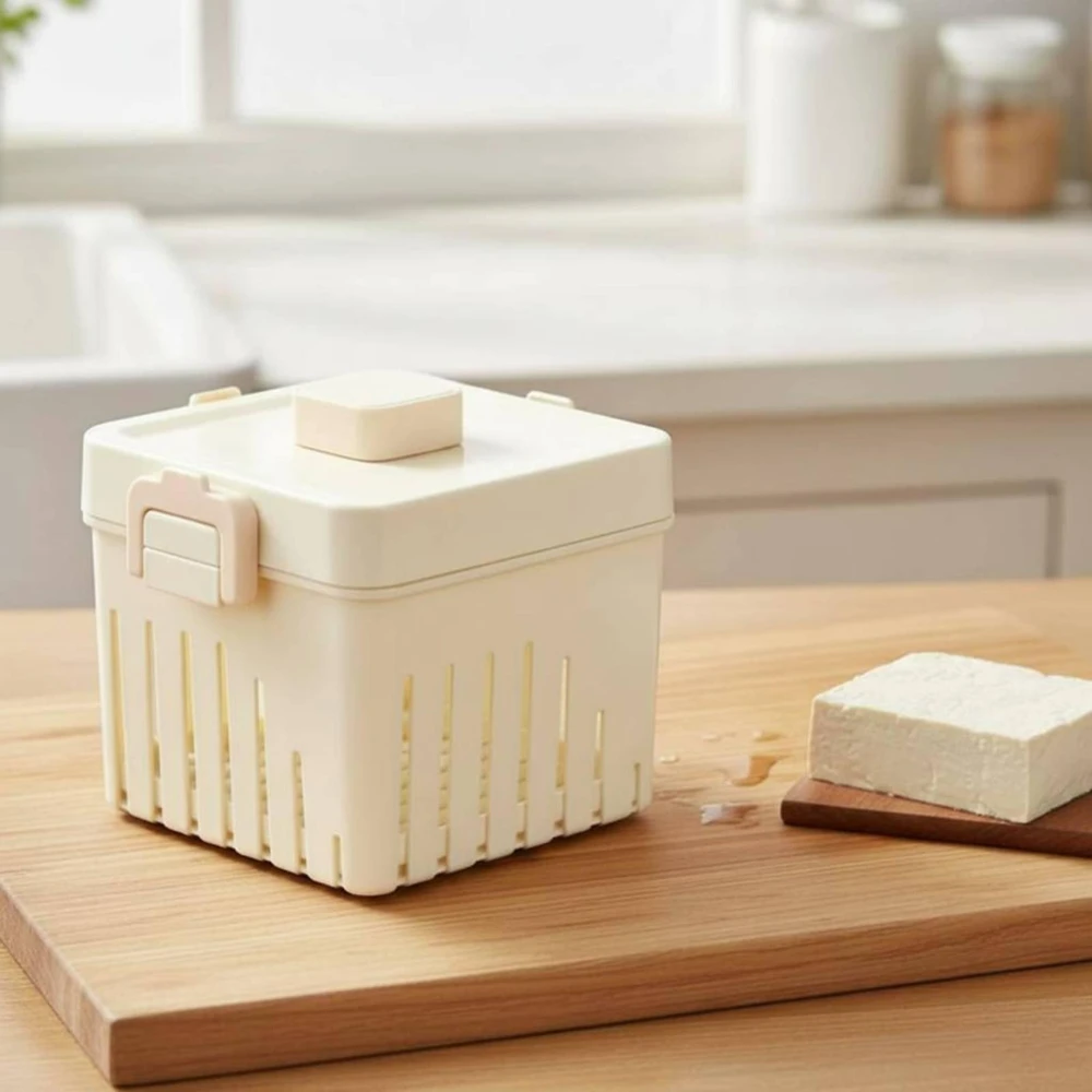 Tofu Maker Forma Kvadratinis Plastikinis Tofu Presas Virtuvės įrankis L - W Dangtis ir audinys