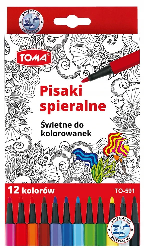 Toma flomasteriai, 12 spalvų, plaunami