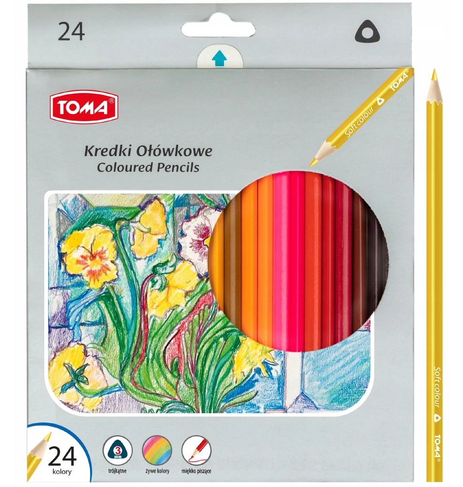 Toma spalvinami pieštukais, 24 spalvos