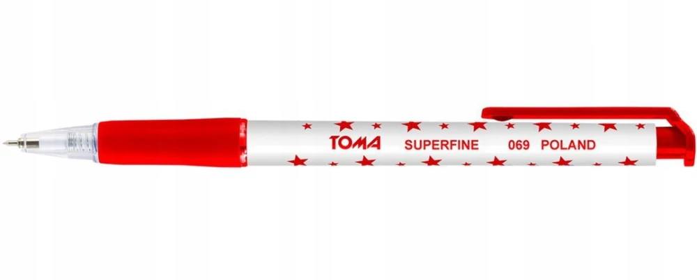 Toma Superfine 069 automatiniai rašikliai, raudoni, 10 vnt.