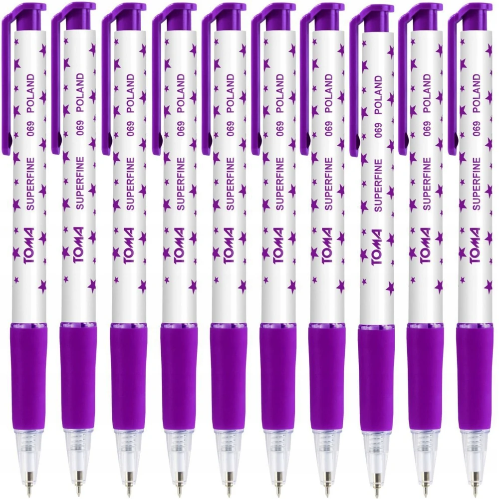 Toma Superfine 069 automatiniai rašikliai, 10 vnt., violetiniai