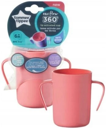 TOMMEE TIPPEE mokomasis puodelis su rankenėlėm EASI-FLOW 360, 6m+, red, 44720512
