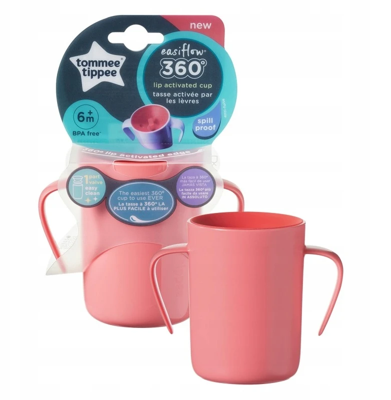 TOMMEE TIPPEE mokomasis puodelis su rankenėlėm EASI-FLOW 360, 6m+, red, 44720512