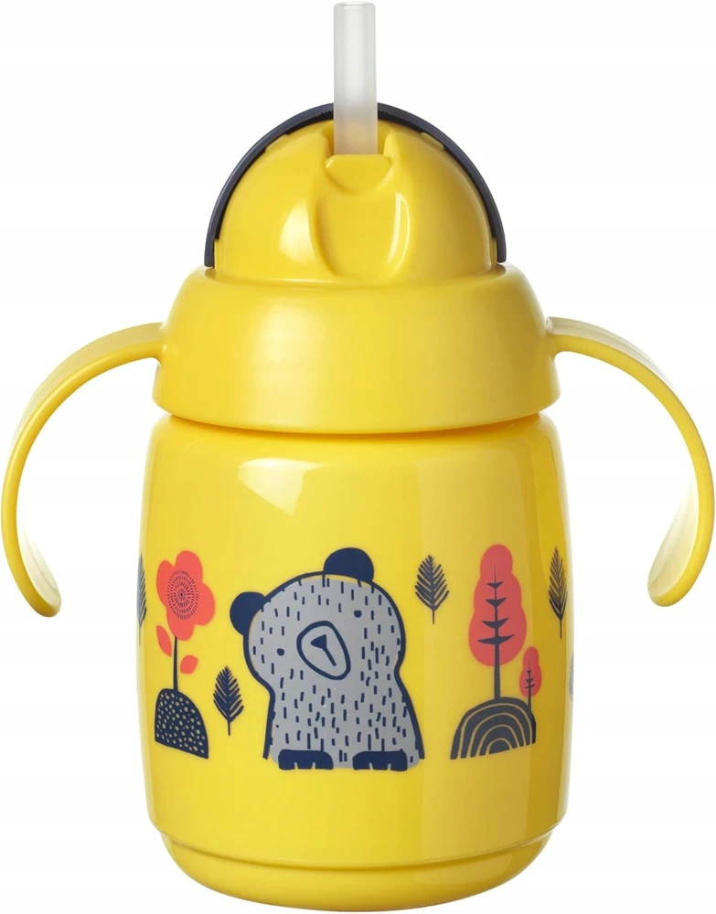 TOMMEE TIPPEE mokomasis puodelis su šiaudeliu, 6mėn+, 300ml, yellow, 447831
