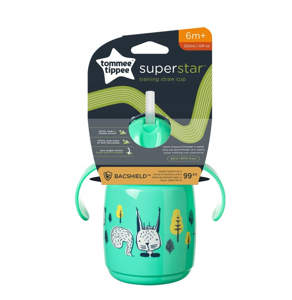 TOMMEE TIPPEE 300 ml 7+ mėn. mokomasis puodelis su šiaudeliu, žalias