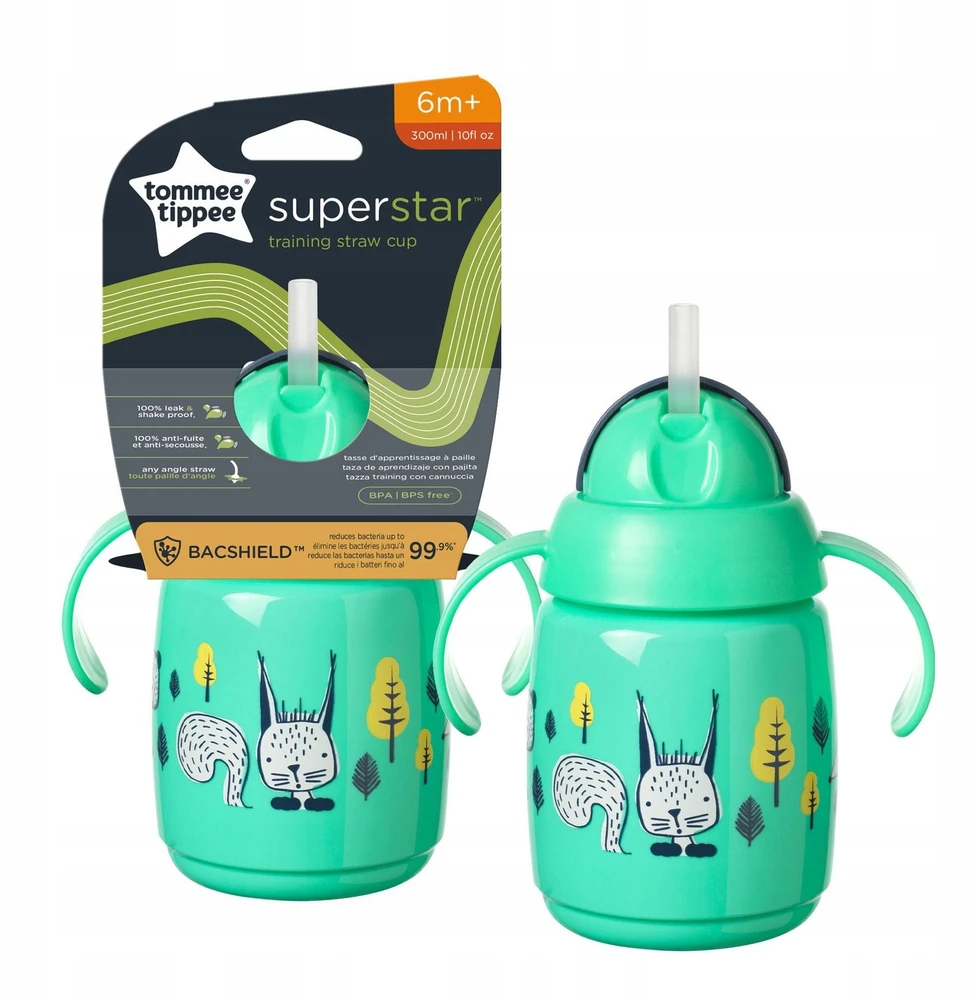 TOMMEE TIPPEE 300 ml 7+ mėn. mokomasis puodelis su šiaudeliu, žalias