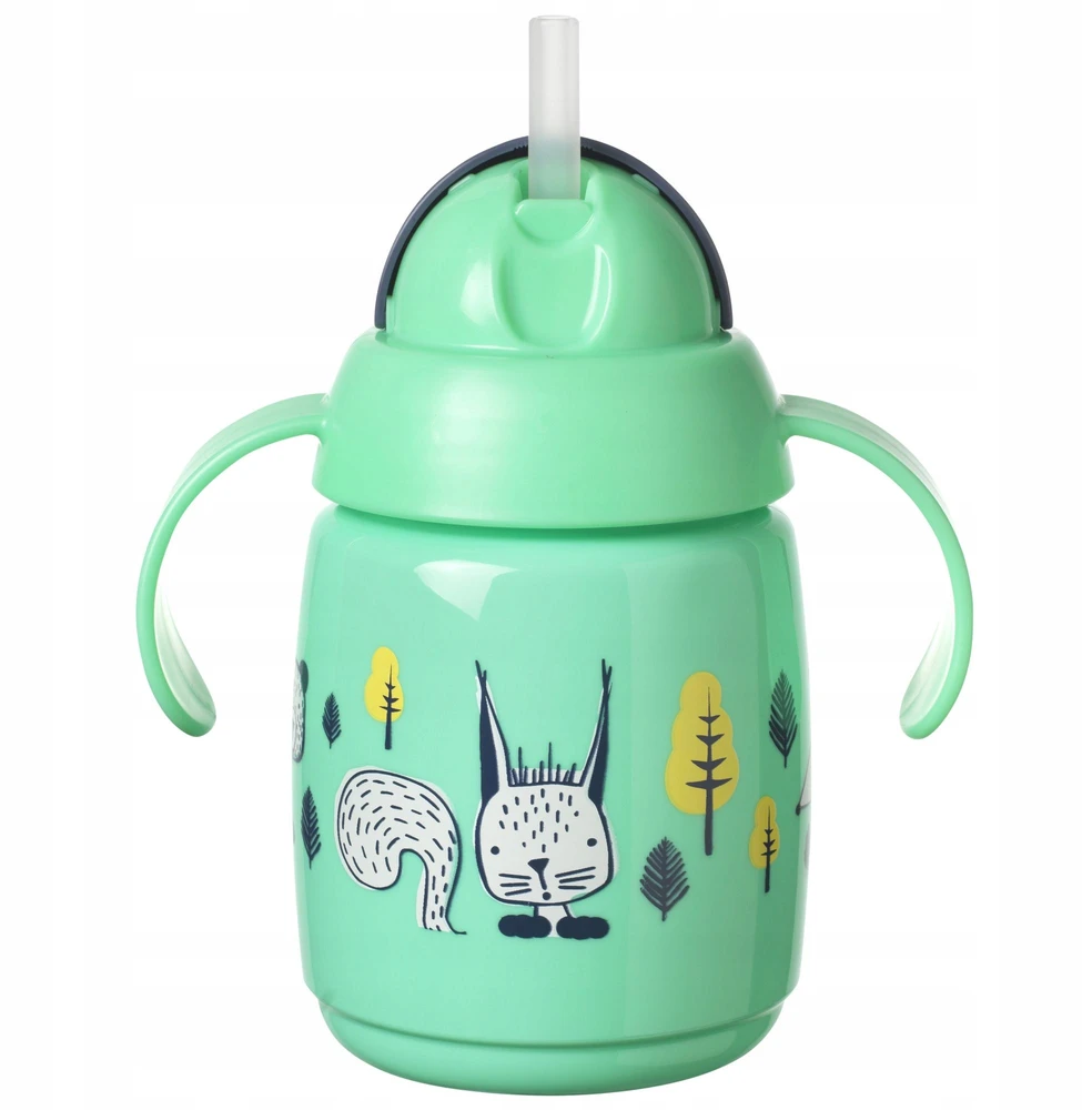 TOMMEE TIPPEE 300 ml 7+ mėn. mokomasis puodelis su šiaudeliu, žalias