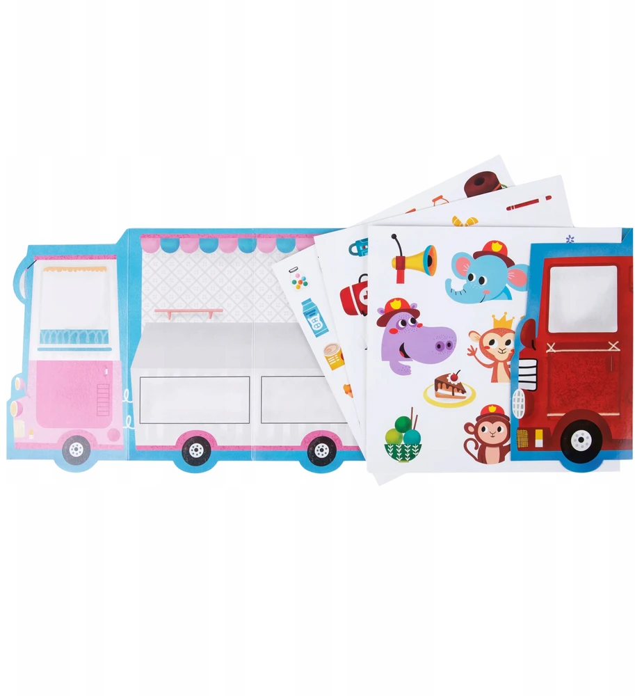 Tooky Toys Daugkartinio naudojimo lipdukai Ugniagesių skyriaus ir ledainės kūrybinis rinkinys, 78 elementai