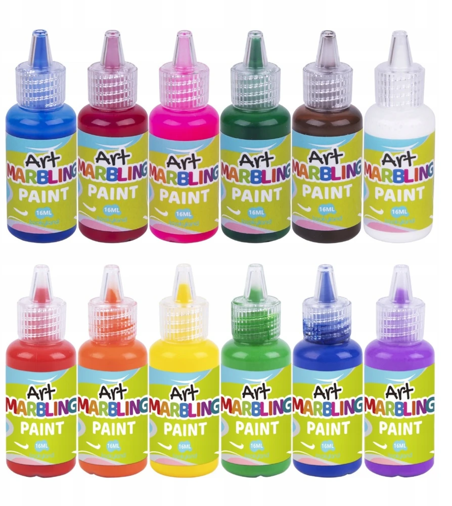 Tooky Toys Dažai dažymui ant vandens, marmuro rinkinys, 12 spalvų vaikams 3+