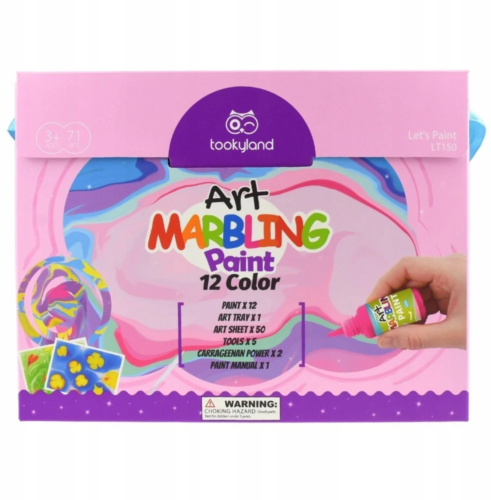 Tooky Toys Dažai dažymui ant vandens, marmuro rinkinys, 12 spalvų vaikams 3+