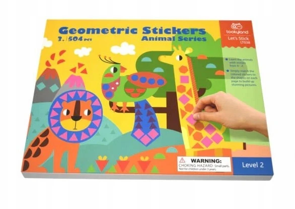 Tooky Toys Geometrinis kūrybinis lipdukų rinkinys Gyvūnai 12 Montessori scenų 3+