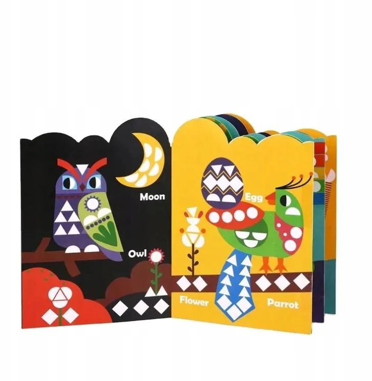 Tooky Toys Geometrinis kūrybinis lipdukų rinkinys Gyvūnai 12 Montessori scenų 3+