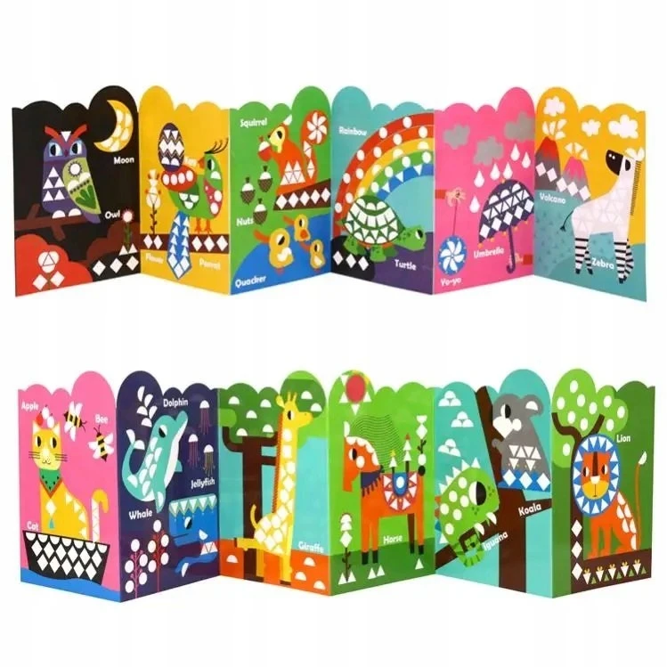 Tooky Toys Geometrinis kūrybinis lipdukų rinkinys Gyvūnai 12 Montessori scenų 3+