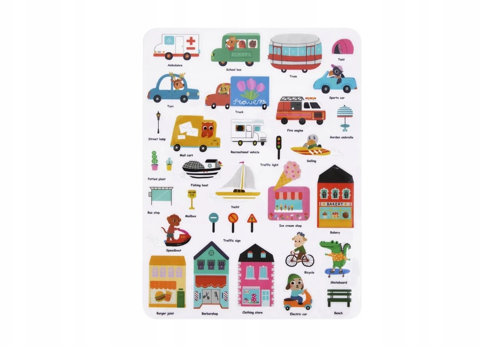 Tooky Toys Judrus miesto knyga su daugkartiniais silikoniniais lipdukais