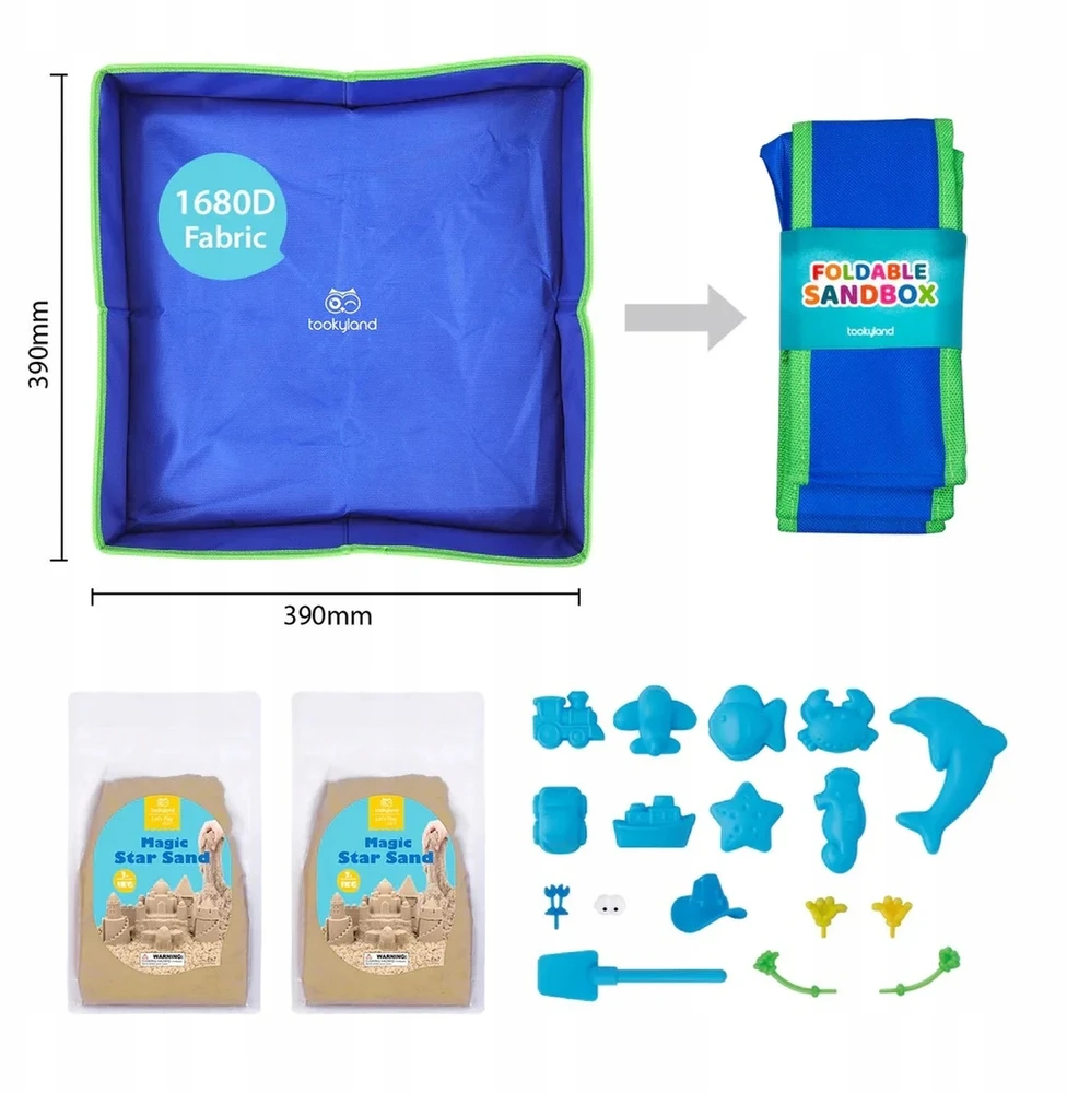 Tooky Toys Kinetinio smėlio 2kg smėlio dėžės rinkinys vaikams, kūrybinis žaislas 3+