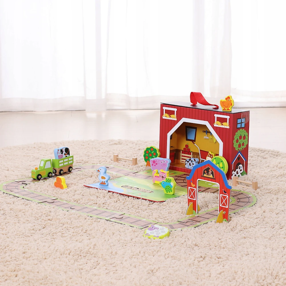 Tooky Toys TOOKY TOY Medinė Ūkis su lagaminu 35 dalys