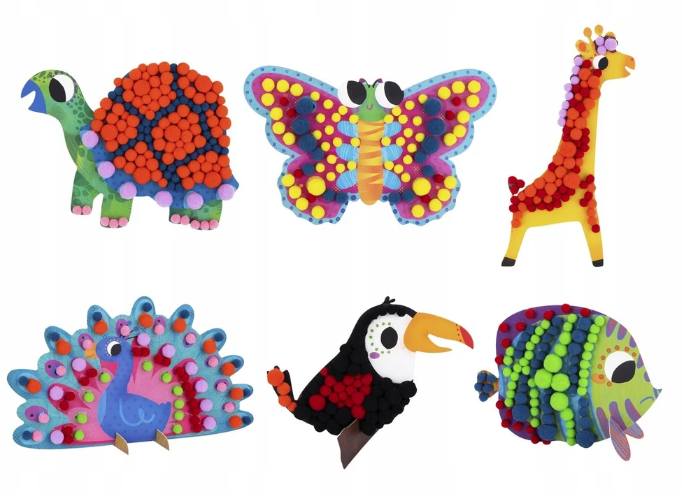 Tooky Toys Pompom Kūrybinis lipdukas vaikams Montessori Animals