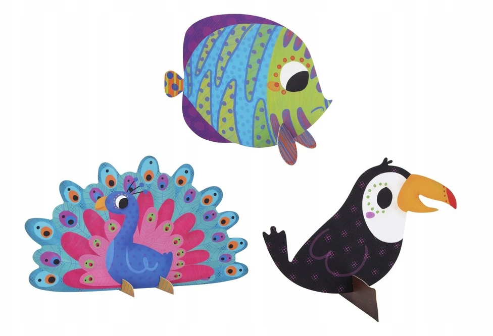 Tooky Toys Pompom Kūrybinis lipdukas vaikams Montessori Animals