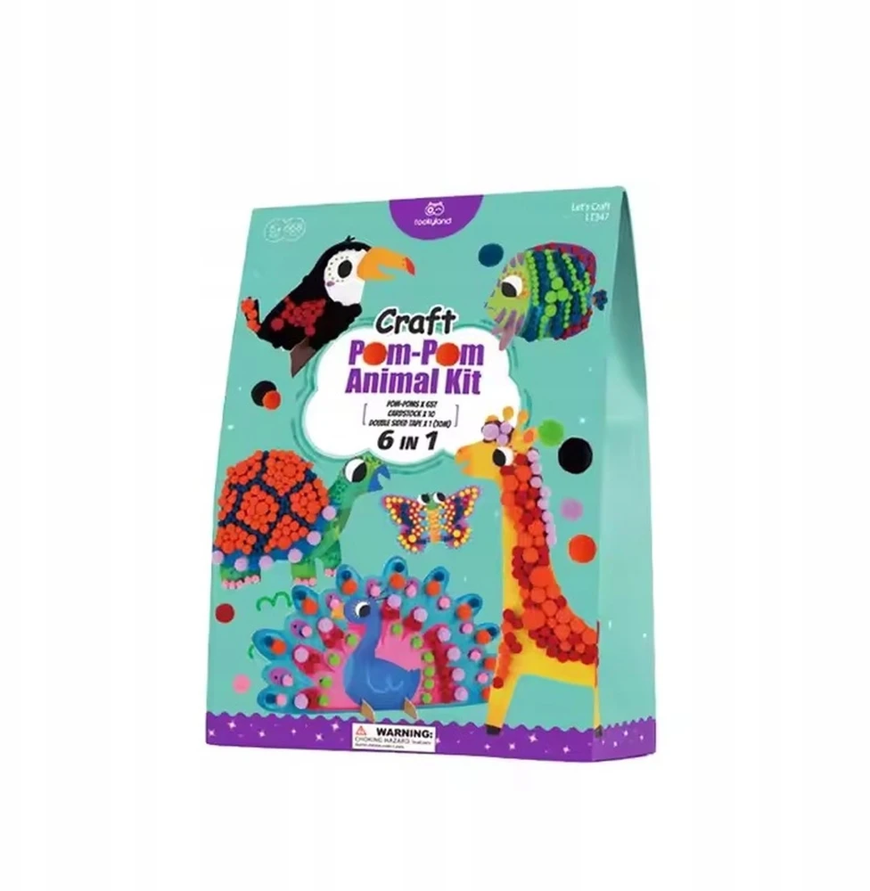 Tooky Toys Pompom Kūrybinis lipdukas vaikams Montessori Animals