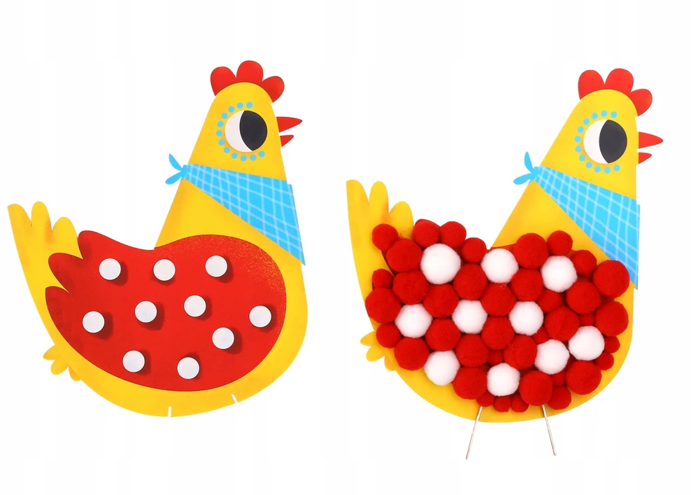 Tooky Toys Pomponų lipdukas, ūkio gyvūnai, kūrybinio meno rinkinys